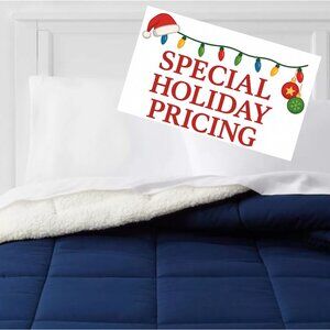 NAVY BLUE Microfiber Reversible Comforter Full/Queen- Faux Shearling (Brand New)